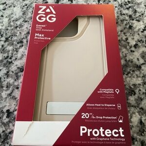 Zagg Beige Phone Case with MagSafe and kick stand. Like new.